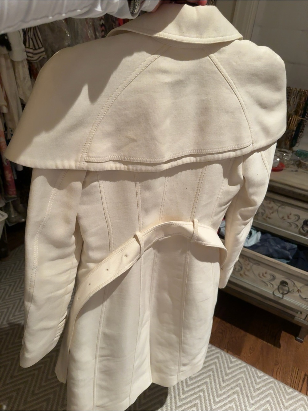 Burberry Cream Double-Breasted Trench with Storm Flap - Picture 3 of 3